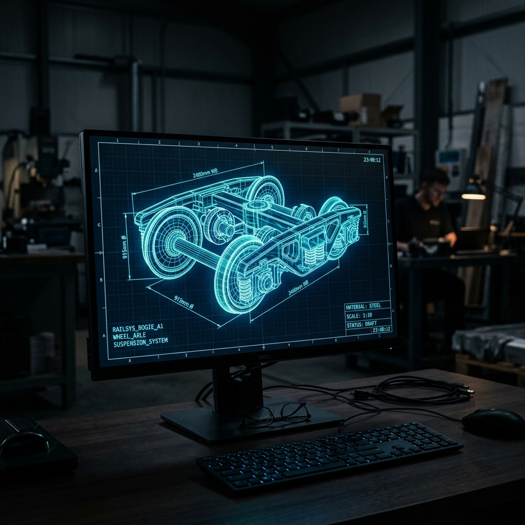 digital blueprint glowing cad model